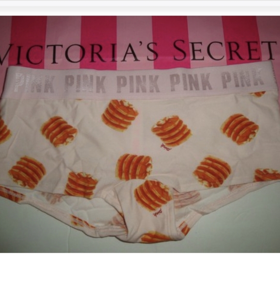 NWOT Cute! VICTORIA'S SECRET Pink Pancake Panties M Boyshorts Booty Shorts Logo - Picture 1 of 7